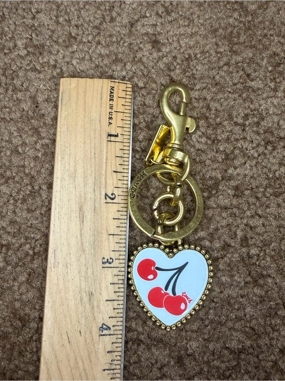 COACH Cherry Heart Keychain/ Bag Charm